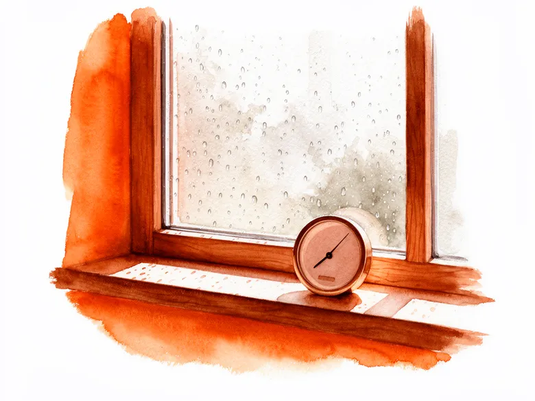 Akvarel af kondensvand på vindue