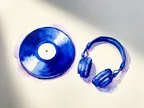 Akvarel af vinyl og hovedtelefoner