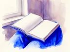 Akvarel af en opslået digtsamling