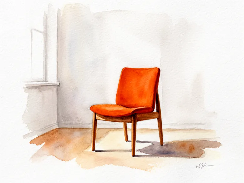Akvarel af en dansk designstol